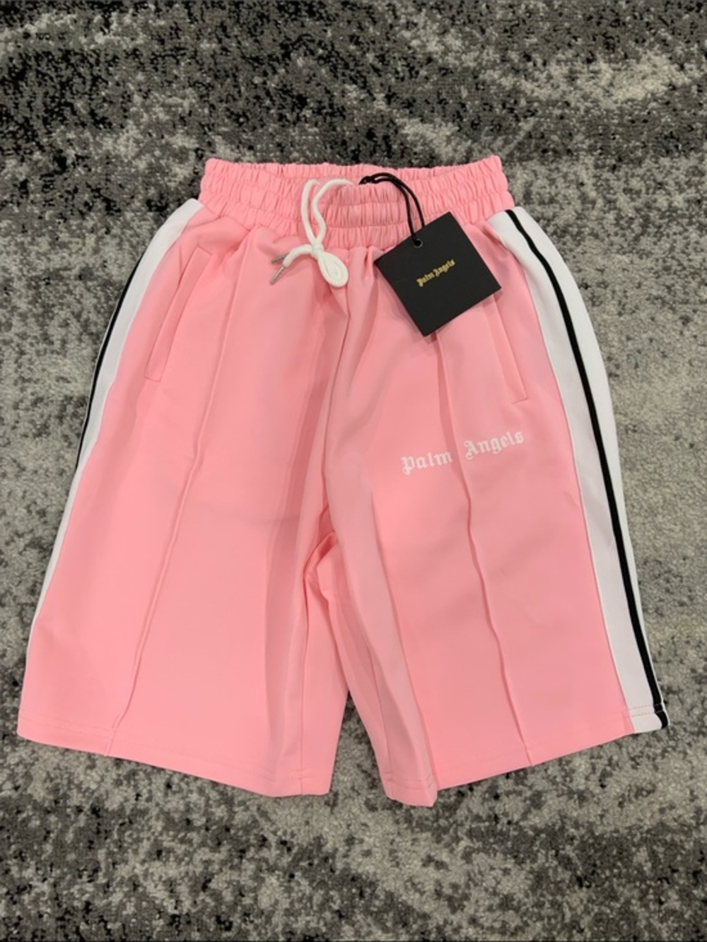 Palm Angels Classic Logo Pink Striped Track Shorts Mens Sizes Medium & Small